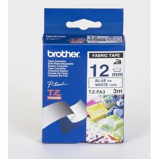 Schriftbandkassette, TZe, unlaminiert, 12mmx3m, blau auf wei