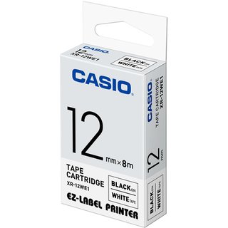 Schriftbandkassette, XR-12WE1, 12 mm x 8 m, schwarz auf wei