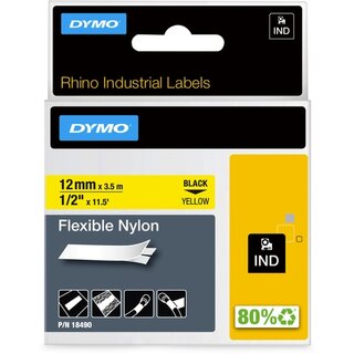 Schriftband Dymo Rhino 18100, Breite: 12mm, Nylon, gelb