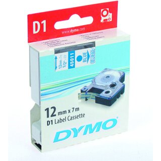 Schriftband Dymo D1 45011, Breite: 12mm, blau auf transparent