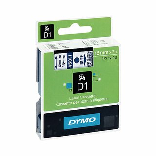 Schriftband Dymo D1 45011, Breite: 12mm, blau auf transparent