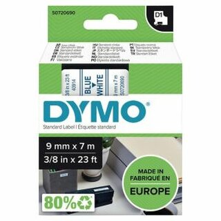 Schriftband Dymo D1 40914, Breite: 9mm, blau auf weiß