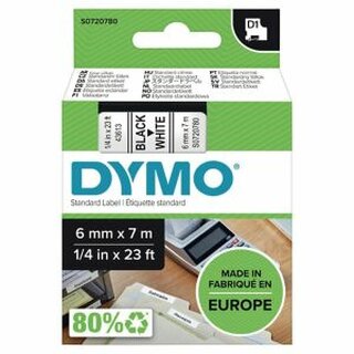 Schriftband Dymo D1 43613, Breite: 6mm, schwarz auf wei