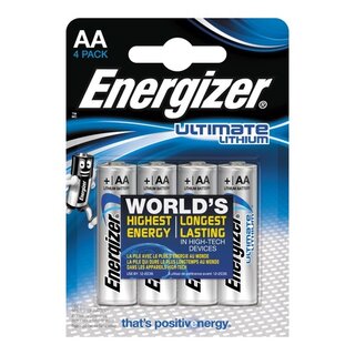 Batterie Energizer 629611, Mignon, FR06/AA, 1,5 Volt, Ultimate Lithium, 4 Stck