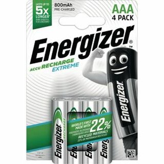 Akku Energizer 635001, Micro, HR03/AAA, 1,2 Volt, 800mAh, 4 Stck