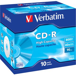 CD-R Verbatim 43428, 800MB, 90Min, 40x, Jewel Case, 10 Stck