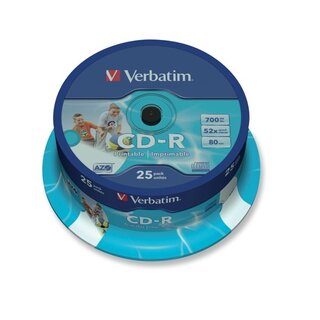 CD-R Verbatim 43439, 700MB, 80Min, 52x, bedruckbar, Spindel mit 25 Stck