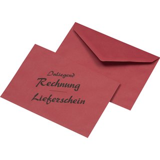 Briefumschlag, Rechn./Liefersch., o.Fe., gum, C6, 75g/m, RC, rot