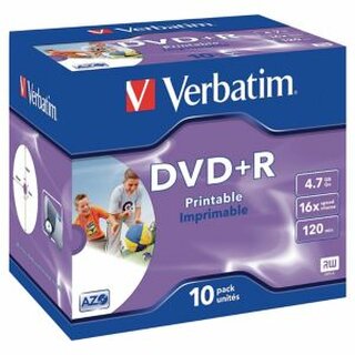 DVD+R Verbatim 43508, 4,7GB, Schreibgeschwindigkeit: 16x, Jewel Case, 10 Stck