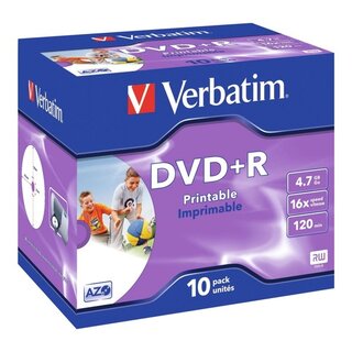 DVD+R Verbatim 43508, 4,7GB, Schreibgeschwindigkeit: 16x, Jewel Case, 10 Stck