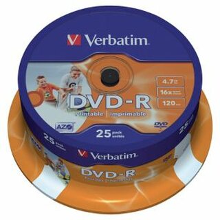 DVD-R Verbatim 43538, 4,7GB, Schreibgeschwindigkeit: 16x, Spindel, 25 Stck