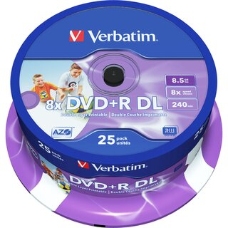 DVD+R, Double Layer, full printable, Spin., 8,5GB, 8x