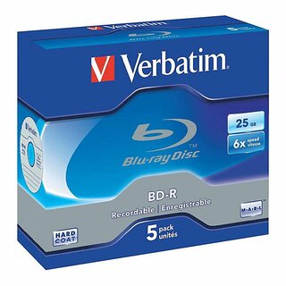 Blu-ray Verbatim 43715, 25GB, Schreibgeschwindigkeit: 6x, Jewel Case, 5 Stck