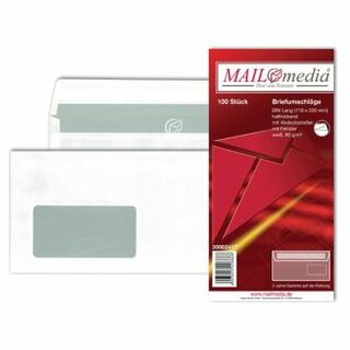 Briefumschlag, m.Fe., hk, DL, 220 x 110 mm, 100 g/m², weiß