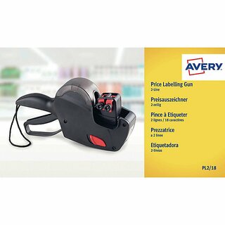 Handpreisauszeichner Avery Zweckform PL2/18, 2-zeilig, schwarz/rot