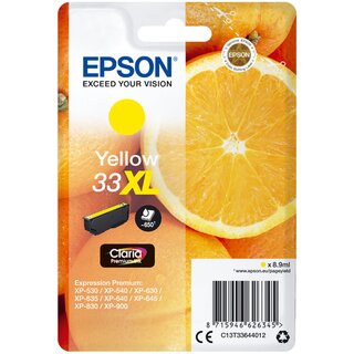 Tintenpatrone Epson T3364, Reichweite: 650 Seiten, gelb