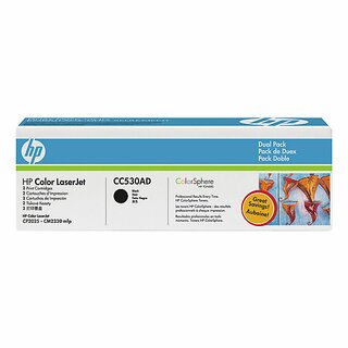 Toner HP CC530A, Reichweite: 3.500 Seiten, schwarz, 2 Stck