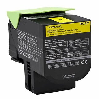 Toner Lexmark 80C20Y0, Reichweite: 1.000 Seiten, gelb