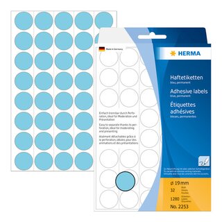 Markierungspunkte Herma 2253, D 19mm, blau, 1280 Stück