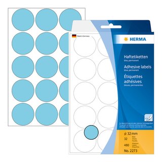 Markierungspunkte Herma 2273, D 32mm, blau, 480 Stück
