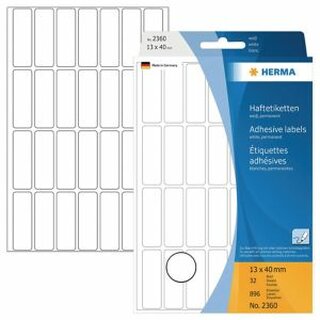 Universal-Etiketten Herma 2360, 13 x 40mm (LxB), weiß, 896 Stück