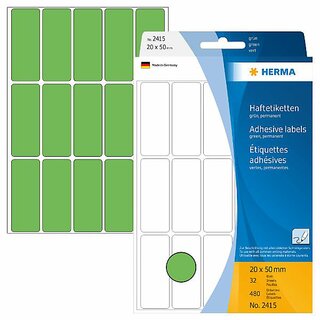 Universal-Etiketten Herma 2415, 20 x 50mm (LxB), grün, 480 Stück