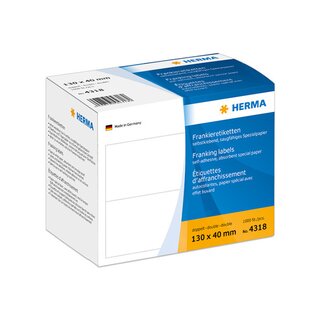 Frankier-Etiketten Herma 4318, 130 x 40mm (LxB), wei, 1000 Stck