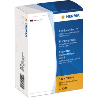 Frankier-Etiketten Herma 4321, 140 x 50mm (LxB), weiß, 500 Stück
