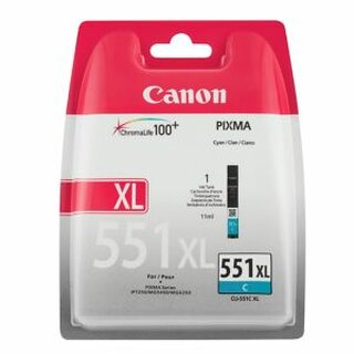 Tintenpatrone Canon 6444B001 - CLI-551C XL, Reichweite: 680 Seiten, cyan