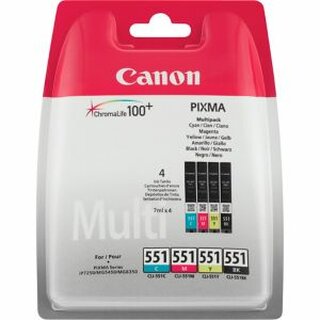 Tintenpatrone Canon 6509B009 - CL-551, Inhalt: 4 x 7 ml, 4farbig