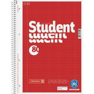 Collegeblock Brunnen 6783201, A4, kariert, 70g, 4fach gelocht, 80 Blatt