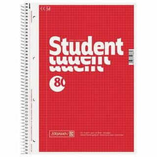 Collegeblock Student, kariert, A4, CF, Einband: rot, 80 Blatt