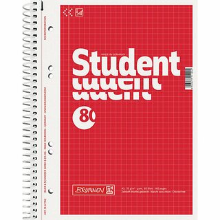 Collegeblock Brunnen 69952, DIN A5, Spiralheftung, kariert, rot, 80 Blatt