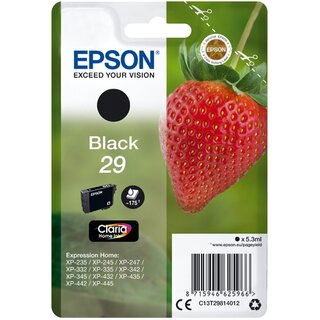 Tinte Epson C13T29814012 XP235, Inhalt: 5,3ml, Reichweite: 175 Seiten, schwarz