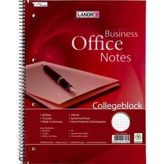 Collegeblock Office, kariert, A4, 70 g/m, ECF, wei, 80 Blatt