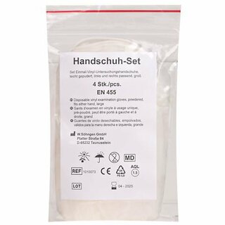 Handschuh-Set Shngen 1010073, Vinyl, nahtlos, gepudert, 4 Stck