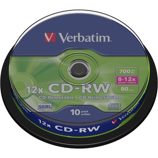 CD-RW, Spindel, wiederbeschreibbar, 700 MB, 80 min, 10 x