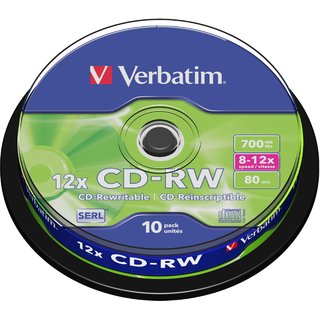 CD-RW, Spindel, wiederbeschreibbar, 700 MB, 80 min, 10 x