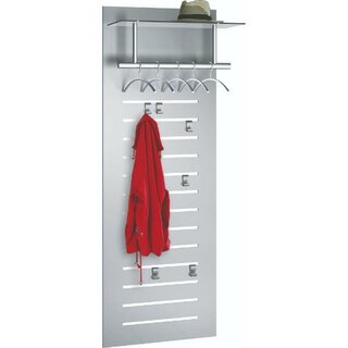 Wandgarderobe tec-art, 5 Kleiderbügel, 6 Haken, alusilber
