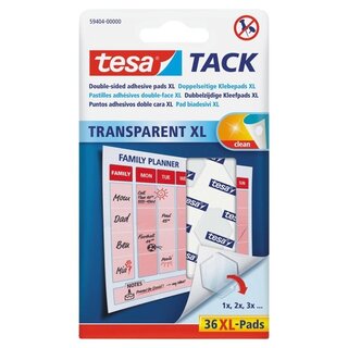 Klebepads Tesa 59404, Tack XL, transparent, 36 Stück
