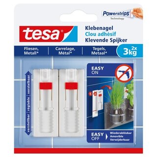 Powerstrips Tesa 77764, verstellbarer Klebenagel Fliese, 3kg, 2 Stck