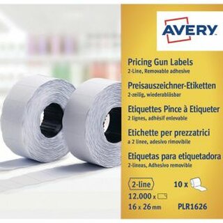 Etiketten Avery Zweckform PL162, 16 x 26mm (LxB), ablsbar, we, 10 x 1200 Stck