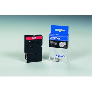 Schriftband Brother TC102, Breite: 12mm, laminiert, rot...
