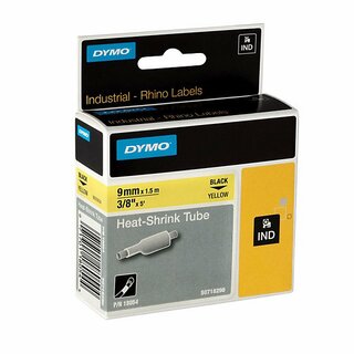 Schriftbandkassette Dymo 18054, Heischrumpfschlauch, 9mm x 1,5m, schwarz/ge