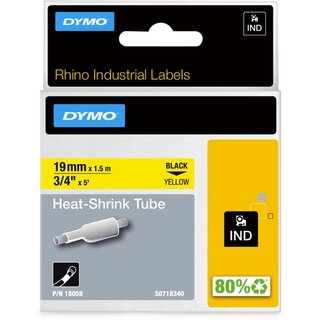 Schriftbandkassette Dymo 18058, Heischrumpfschlauch, 19mm x 1,5m, schwarz/ge