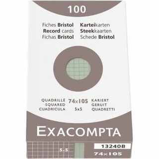 Karteikarten Exacompta 13240B, DIN A7, kariert, 205g/qm, grn, 100 Stck