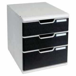 Schubladenbox Exacompta 325014D Modulo, 3 Schubladen, schwarz/grau