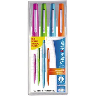 Faserschreiber Paper Mate S0901491 Flair, Strichstrke: extrafein, sort, 4 Stck