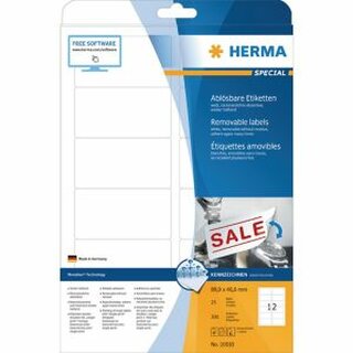 Etiketten Herma 10010 Movables, 88,9 x 46,6mm (LxB), ablsbar, wei, 300 Stck