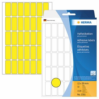 Universal-Etiketten Herma 2351, 12 x 30mm (LxB), gelb, 1120 Stck